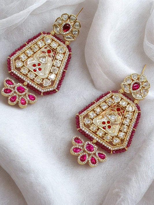 DEVIKA HANGING KUNDAN DANGLE EARRINGS