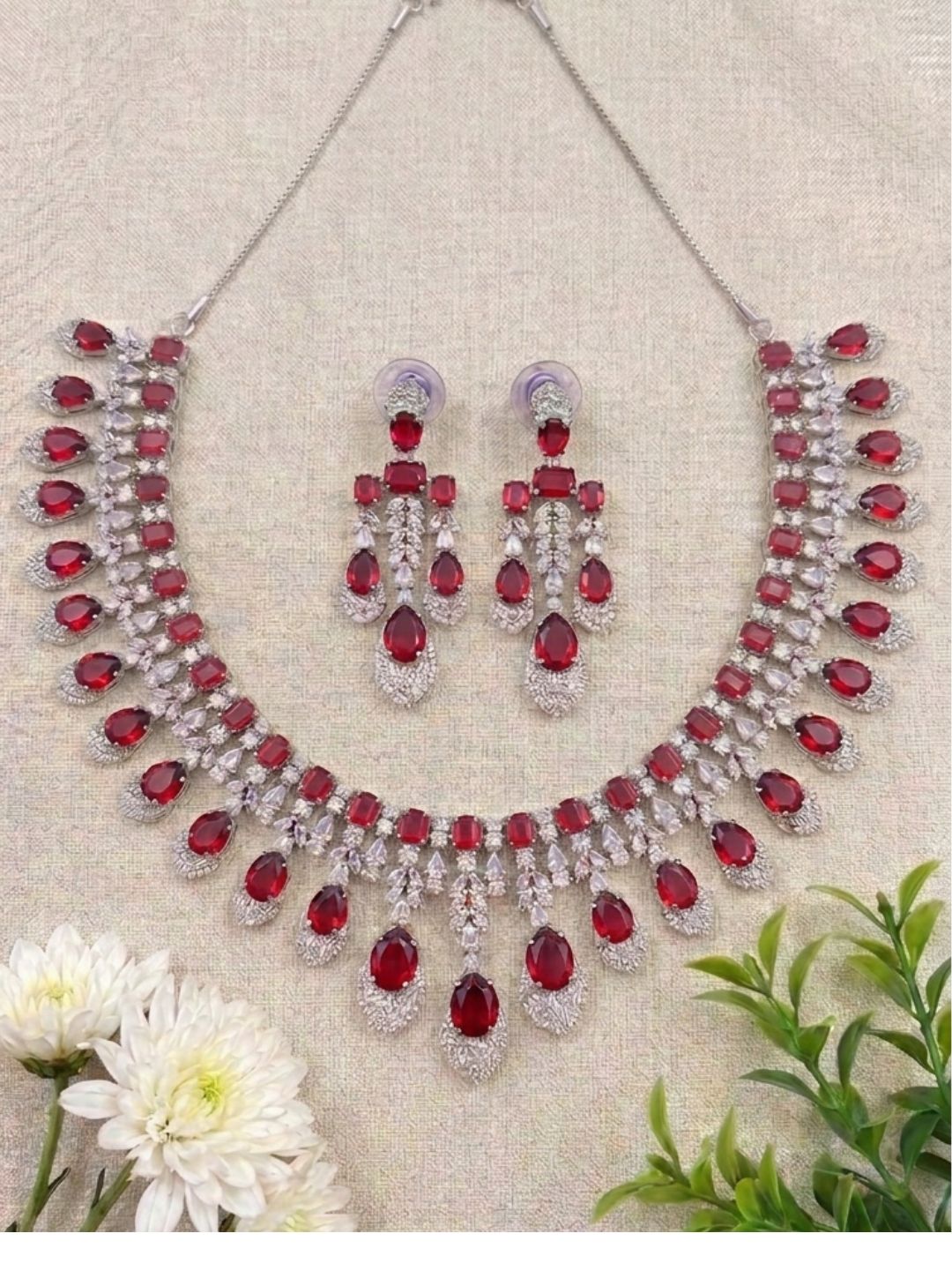 ZARA AMERICAN DIAMOND DROP NECKLACE SET