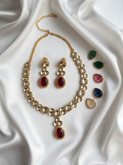 HEENA MUTLTICOLOR KUNDAN JEWELLERY SET