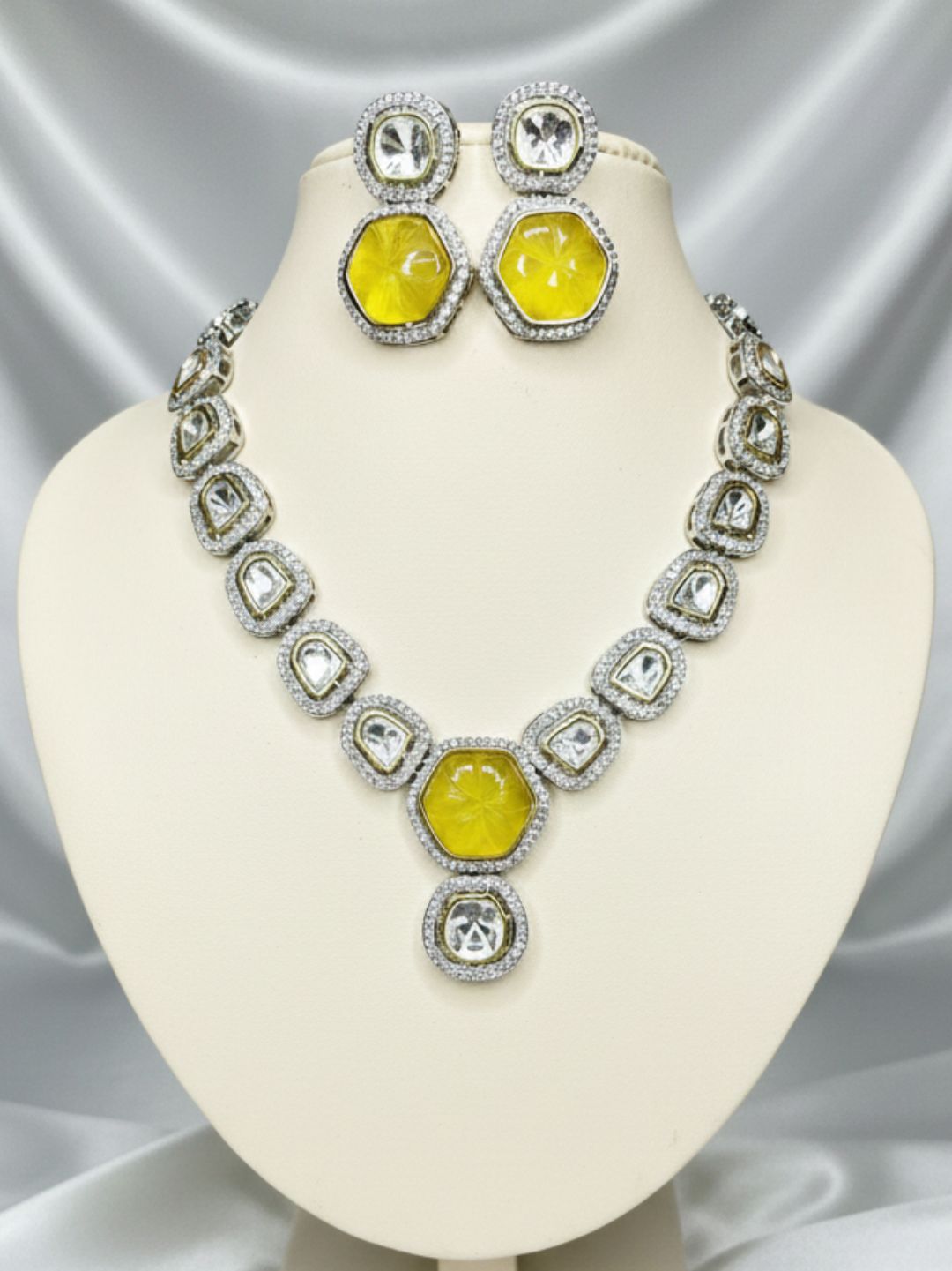 SAMAIRA YELLOW CITRINE POLKI NECKLACE