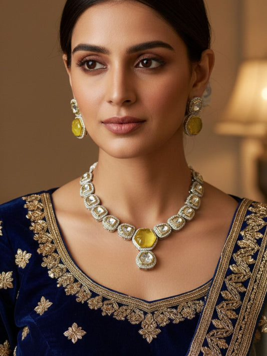 SAMAIRA YELLOW CITRINE POLKI NECKLACE