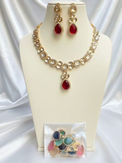 HEENA MUTLTICOLOR KUNDAN JEWELLERY SET
