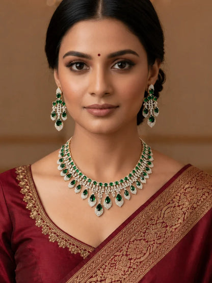 ZARA AMERICAN DIAMOND DROP NECKLACE SET