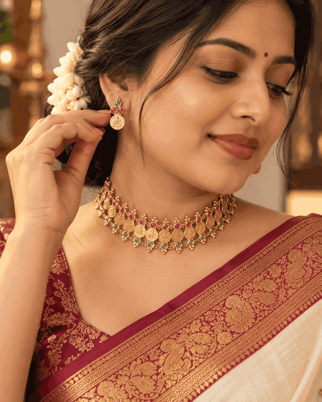 antique-gold-multicolour-coin-choker-model