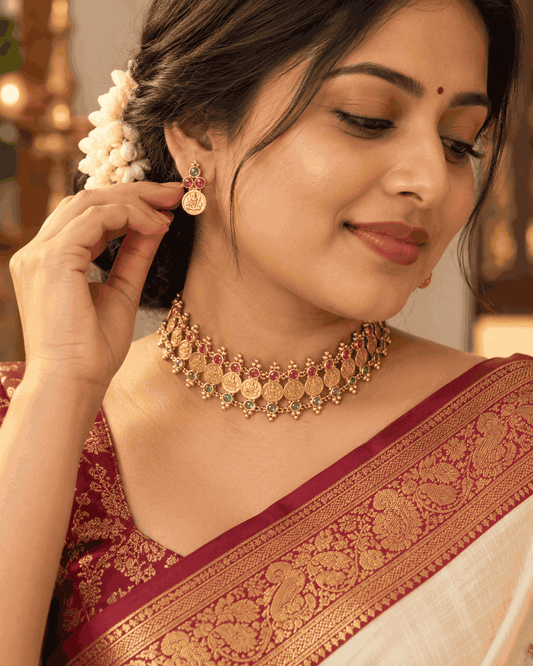 antique-gold-multicolour-coin-choker-model