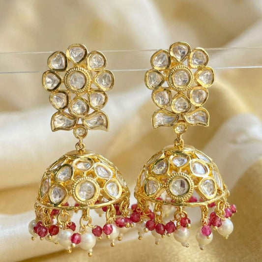 DEENAH PINK KUNDAN JHUMKI