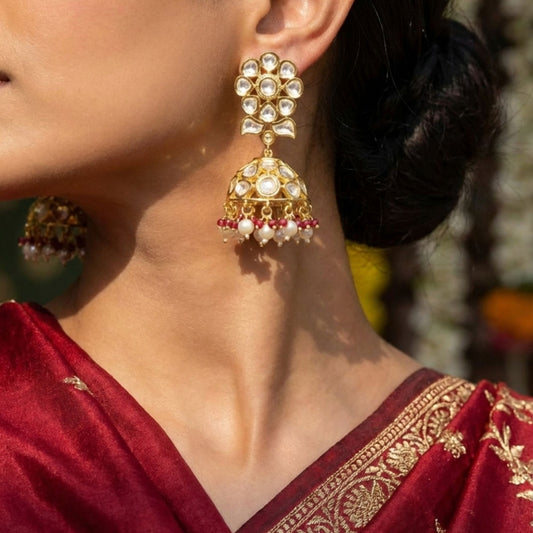 DEENAH PINK KUNDAN JHUMKI