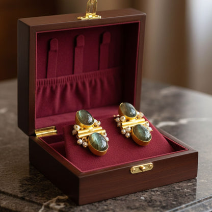 FATIMA EMERALD STUDS