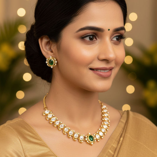 ZIVA GREEN POLKI JEWELLERY SET