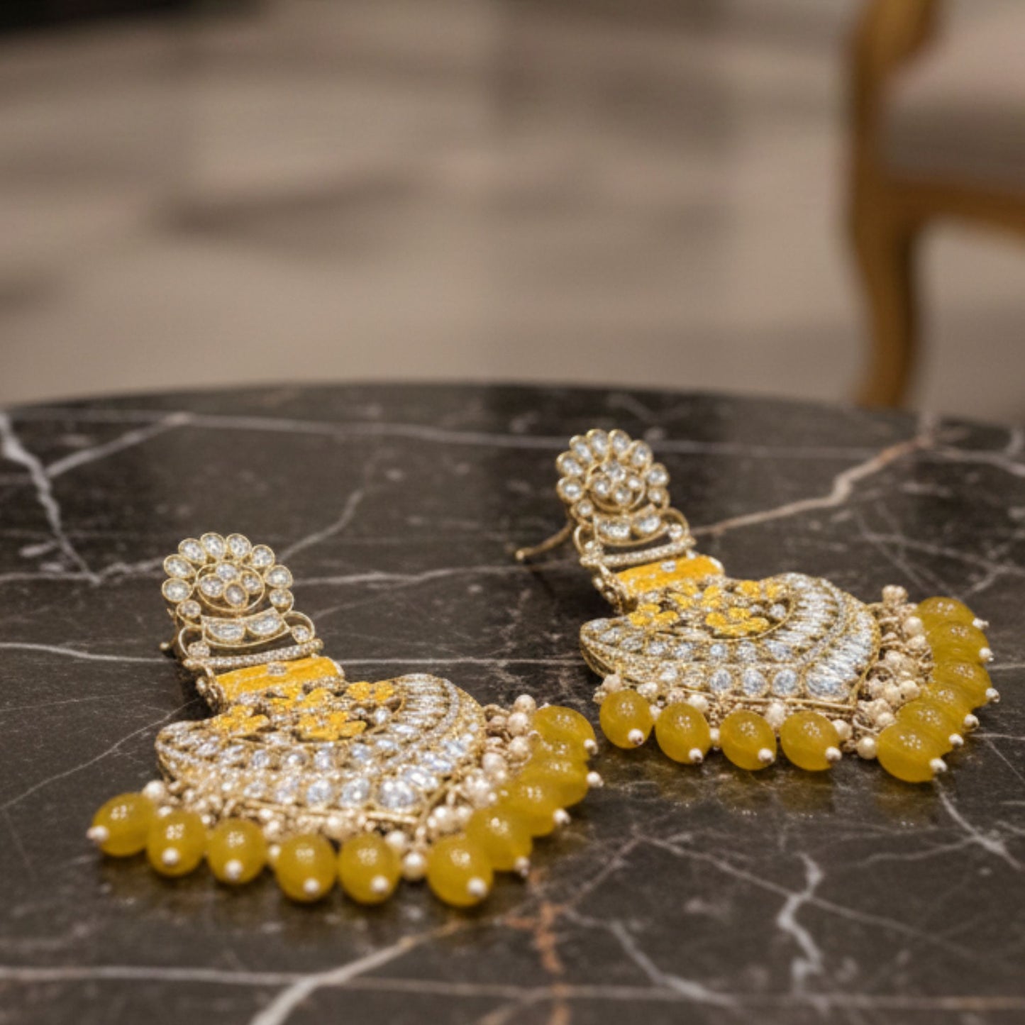 FARIDA YELLOW CHANDBALI