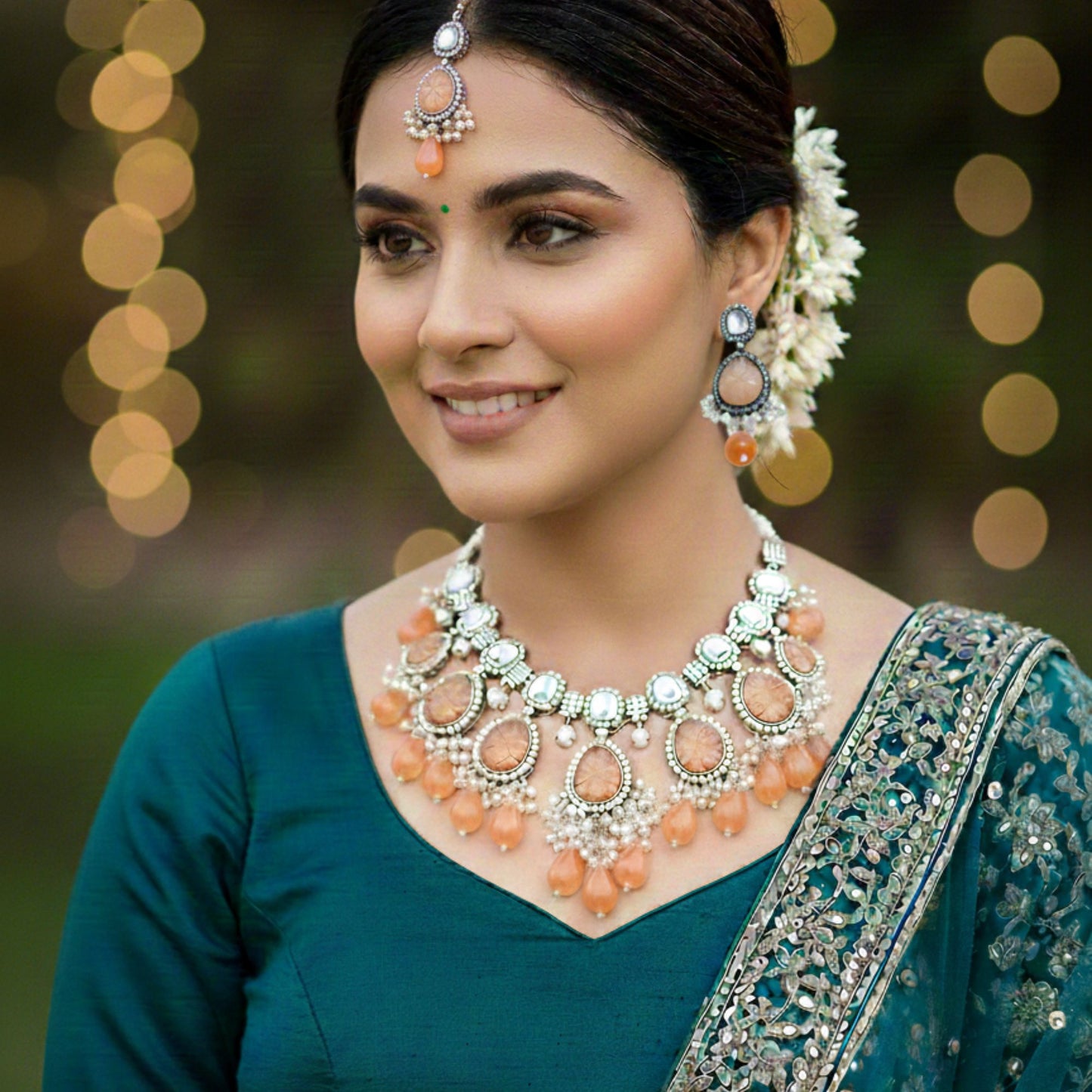 AANYA CARNELIAN KUNDAN JEWELLERY SET