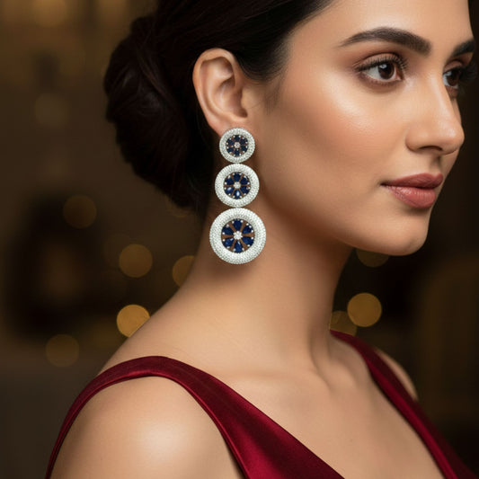 MINTY NAVY ZIRCONIA DANGLERS