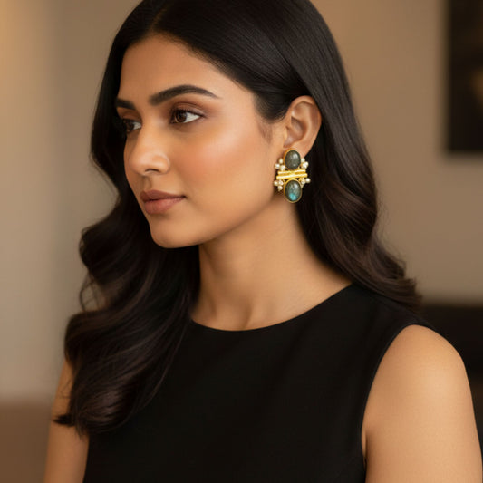 FATIMA EMERALD STUDS