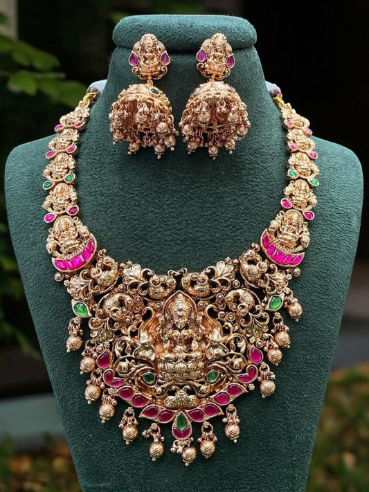 GRAND ANTIQUE LAKSHMI NECKLACE SET