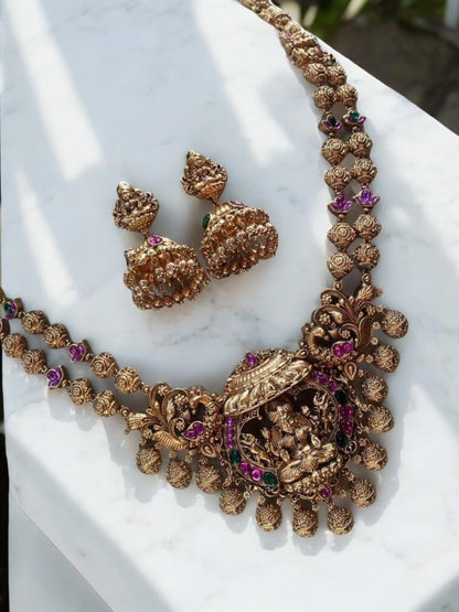 ROYAL ANTIQUE LAKSHMI KUNDAN KEMP NECKLACE SET