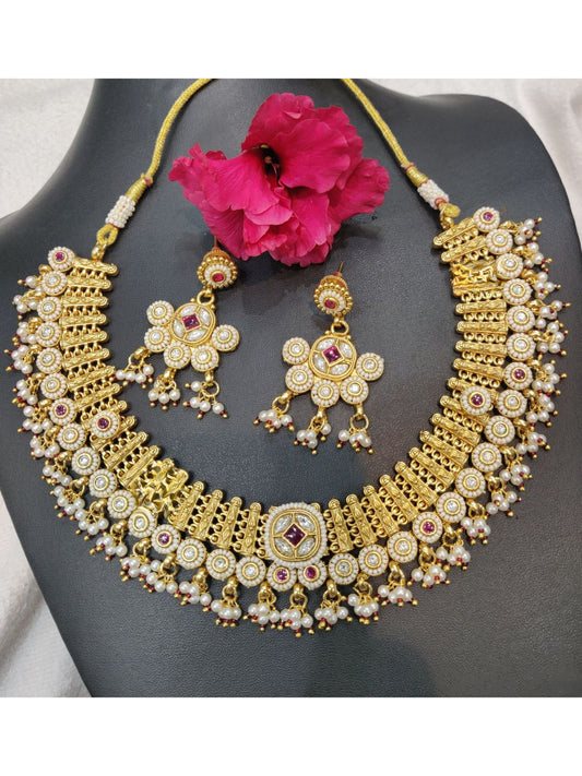 heritage jewellary, kundan polki jewellary, bridal necklace, royal indian jewellary, gold finish jewellary, pearl detailing, emerald kundan set, festive wear jewellary, handcrafted set